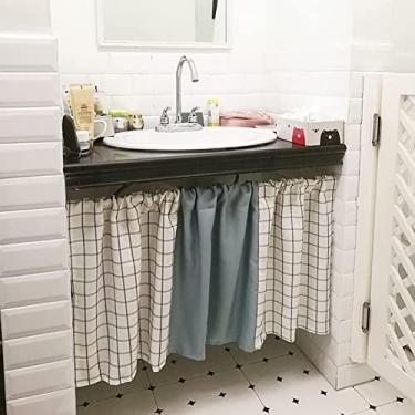 Imagem de Cortina de cozinha curta cortina de cozinha curta cortinas de xadrez de algodão cortinas de pelmet cortinas opacas cortinas de café cortinas clássicas de meia janela modernas dentro de W1m * H2.6