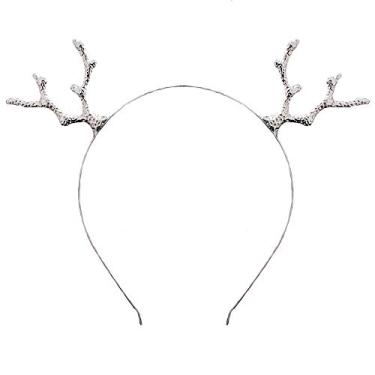 Imagem de Faixa de cabelo com chifre de rena, chifre de cervo de Natal, chifre, chifre, faixa de cabelo feminina, meninas, crianças, argola, cabeça de orelha, festa, decoração, cosplay, acessórios de cabelo feitos à mão, Style 1: Silver Tone