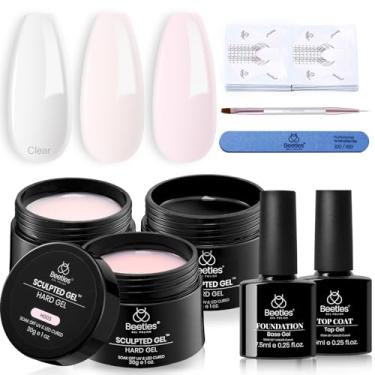 Imagem de Beetles Builder Gel para unhas, 10 em 1, 30 g x 3 cores, rosa nude transparente, kit de gel esculpido com base superior, arte de unhas/formas/caneta presente de manicure para mulheres