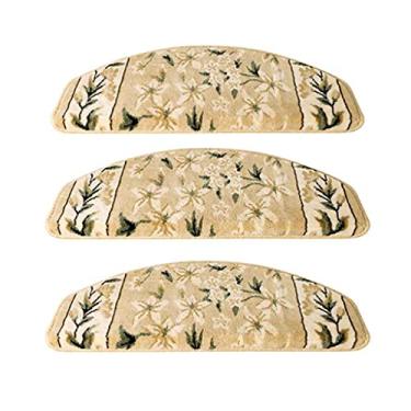 Imagem de PEYNIR Tapete antiderrapante europeu de uma peça para degraus de escada antiderrapante para degraus de madeira, tapetes de escada macios e aconchegantes com tapetes autoadesivos 25 x 78 cm