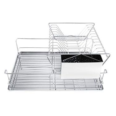 Imagem de Xcello Escorredor de pratos de aço inoxidável, suporte de pauzinhos de tigela, organizador de armazenamento de cozinha para casa