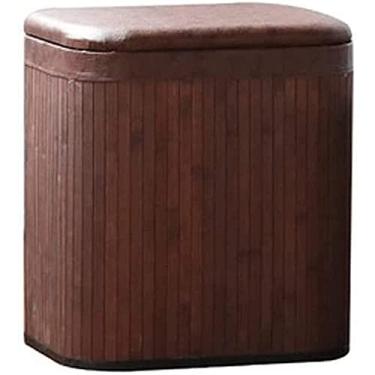 Imagem de Banqueta para pés de vime de palha, banquinho quadrado otomano para troca de sapatos com capa de couro para sala de estar, quarto, varanda, cadeiras de banco pequenas, uma cadeira de decoração de casa