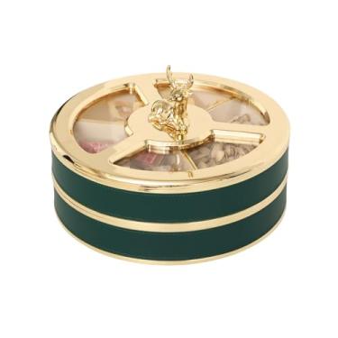 Imagem de Bandeja de servir lanches, prato de servir dividido, 3 compartimentos removíveis, bandeja de aperitivo de metal giratória de 360° para frutas, legumes, doces, bandeja de saborear para festa de Natal e