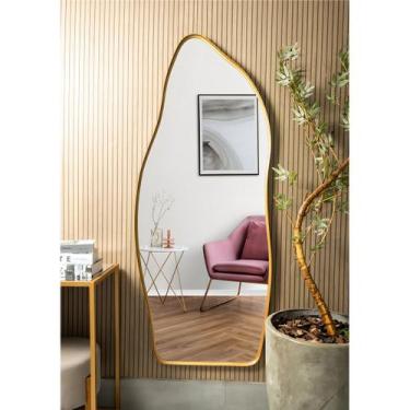 Imagem de Espelho Grande Orgânico Moldura Aluminio 115x60 Decorativo Sala Loja -
