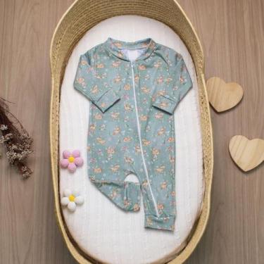 Imagem de Macacão Bebê com Zíper em Cotton Tecido Leve Macio e Seguro Florest - 