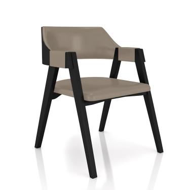 Imagem de Cadeira Sala de Jantar e Jogos Carteados Madeira Maciça Poker PU Nude/Preto G42 - Gran Belo