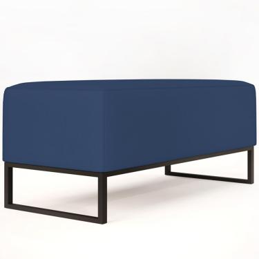Imagem de Puff Decorativo Para Sala de Estar Cléo W01 Base de Ferro 90 cm Suede Azul Marinho - Lyam Decor
