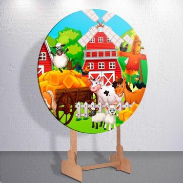 Imagem de Painel Tema Fazenda Animais Capa Grande e Mini Redondoda Estampa Subli