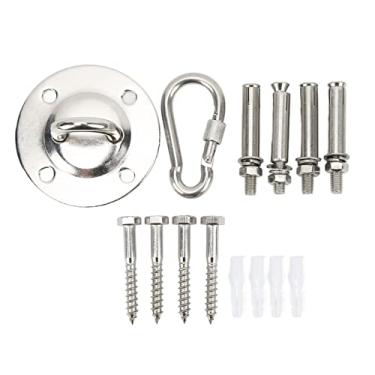 Imagem de Kit de suspensão de rede Gancho de teto de aço inoxidável resistente para cadeira de rede de balanço Uso interno e externo Aço inoxidável 304 470g 7,5x4cm Inclui 1 gancho 4 tubos