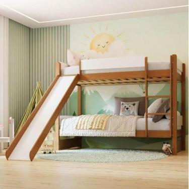 Imagem de Beliche Reversível com Escorregador e Proteção Aria Casatema Madeiraor