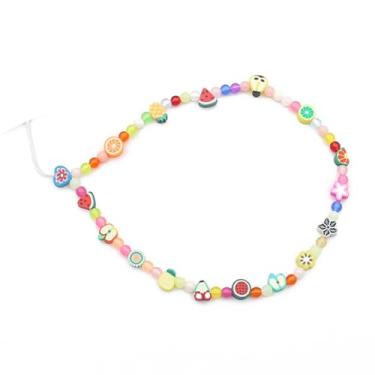 Imagem de Acessórios coloridos, cordão de contas, cordão de pulso, corrente antiperdida, rosto sorridente, olho turco, flor, fruta, estrela, contas, pingentes móveis, chaveiro, One Size, Resina, resina