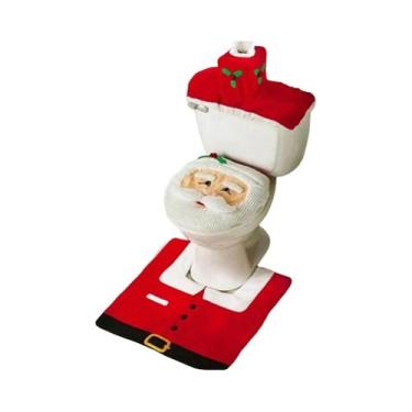 Imagem de Capas de Assento de Banheiro e Tapete de Natal - Papai Noel - Decoraçã