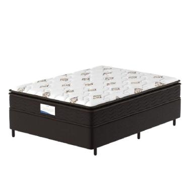 Imagem de Cama Box Colchão Casal Molas Ensacadas Granville 138x188x66cm Marrom/branco Probel Marrom/branco