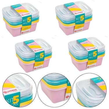 Imagem de Kit 20 Potes Plástico Tampa Organiza Alimentos 750Ml Jaguar