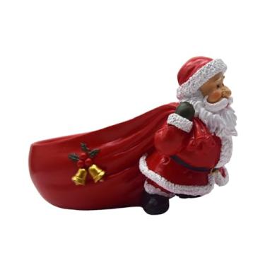 Imagem de Generic Escultura de Natal, estátua do Papai Noel com tigela de armazenamento, estatueta de resina, recipiente para artigos diversos, porta-chaves para