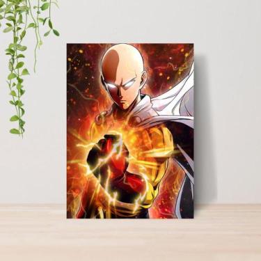 Imagem de Quadro One Punch Man Saitama Anime A4  Placa MDF 15 - Lomi Art