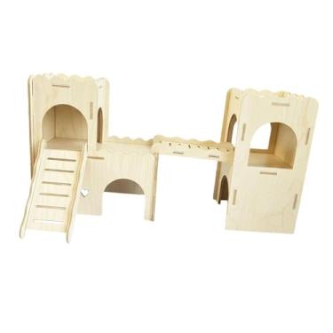 Imagem de Bothyi Toca de madeira para hamster, cabana ventilada, acessórios para gaiola, ornamento para paisagem, ideal para ratos, gerbos e hamsters sírios, Style C
