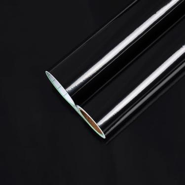 Imagem de CHIHUT 30,48 cm x 254 cm Preto Refletivo Metálico Papel de Contato Retirar e Colar Espelho Papel de Parede Adesivo de Espelho Não Vidro para Paredes DIY Adesivo de Vinil Flexível para Cozinha