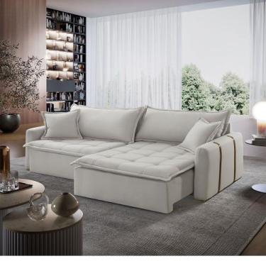 Imagem de Sofá Cama Arizona Linho em Madeira Eucalipto 270 cm Braço 15 cm Meu So