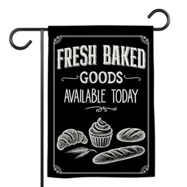 Imagem de TODOLIA (30,5 x 45,7 cm) Produtos de panificação frescos disponíveis hoje bandeira de jardim dupla face, suporte de fazenda decoração ao ar livre quintal casa varanda padaria, pão fermento presente