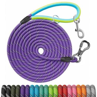 Imagem de Dog Rope Leash NTR Recall Training de 9 m com ganchos giratórios roxos