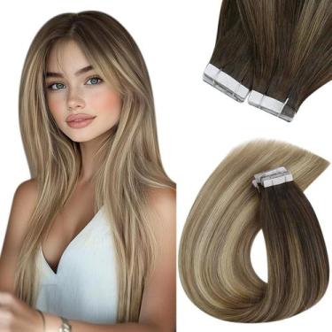 Imagem de Extensões de cabelo Sunny Hair Tape em cabelo humano real de 14 polega