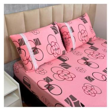 Imagem de Jogo de Lençol de Malha Casal 3 peças Estampado 100% Algodão Elástico Fronha c/Zíper(Modelo - 21)