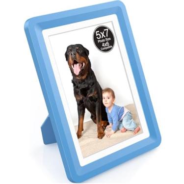 Imagem de vilkok Porta-retrato com tapete de 12 x 17 cm, instalação em 5 segundos sem ferramentas, molduras de design de segurança sem metal, molduras leves vêm em 8 cores para decoração de casa, casamento e