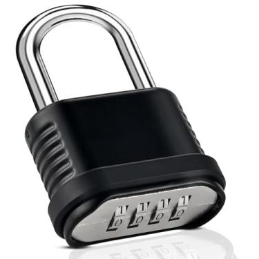 Imagem de Fechadura de combinação | Fechadura combo resistente de 4 dígitos - Cadeado de combinação impermeável ao ar livre de 26,5 mm para cercas externas, armários, galpões, academia, ferrolhos de portão
