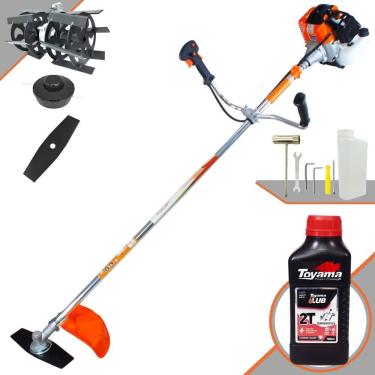 Imagem de Roçadeira Profissional Lateral Vulcan Vr430s À Gasolina 43cc 1,7hp 2t + Enxada Rotativa Duraline Tubo 28mm Eixo 8x9 Es