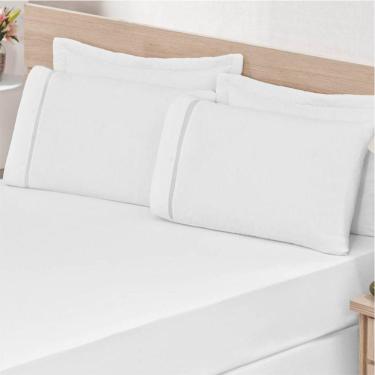 Imagem de Fronhas Ponto Palito Percal Zíper 2 Peças Branco Ricardo