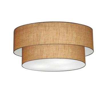 Imagem de Plafon Duplo Cilíndrico Vivare Md-3065 Cúpula Em Tecido 80x70cm - Bivolt Palha 127/220v