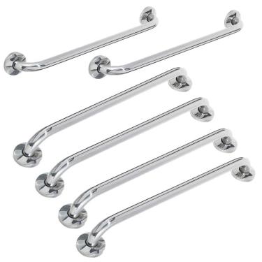 Imagem de Alça De Apoio Barra Inox Kit 6 Unidades 70cm 80cm Deficiente Cadeirante Idoso