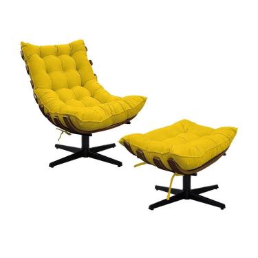 Imagem de Kit Poltrona E Puff Costela Mr01 Base Giratória Corano - Amarena Móveis
