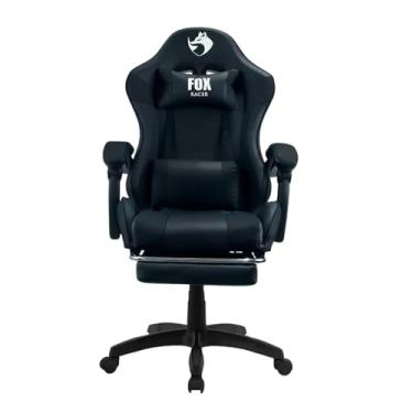 Imagem de Cadeira Gamer, Fox Racer Preta, Reclinável 135°, Ergonômica com Apoio de Pés, Giratória 360º, Suporta até 120kg Deluxe