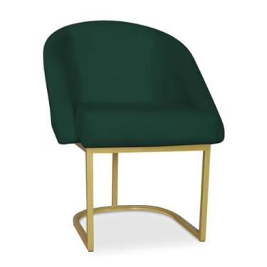 Imagem de Poltrona Decorativa Lua Veludo Base Metal Dourada - Design Moderno e Conforto para Sala, Quarto - JRC Móveis (Base Metal, Verde)