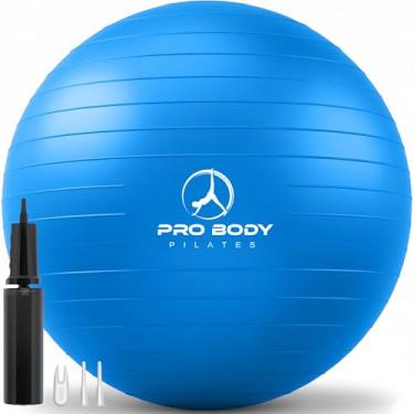 Imagem de ProBody Pilates Bola de exercício - Bola de equilíbrio de vários tamanhos para academia, treino, gravidez e fisioterapia, cadeira de bola de ioga de estabilidade (azul, 65 cm)