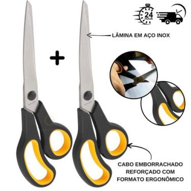 Imagem de Kit tesoura uso em geral de aço inox 25cm multiuso/ casa/cozinha/ teci