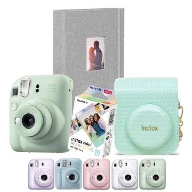 Imagem de Combo Camera Instax Mini 12 Verde Fujifilm Com Filme Mermaid + Bolsa E