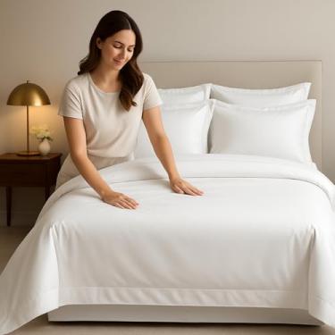 Imagem de Lençol Sem Elástico Plano Avulso 100% Algodão 300 Fios (Branco, Queen sem Elástico)