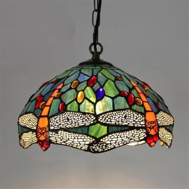 Imagem de Luminária pendente contemporânea de luxo em vidro colorido com LED, estilo retrô americano, ideal para sala de estar, restaurante, quarto, hotel, casa de campo, corredor, café, bar ou escada