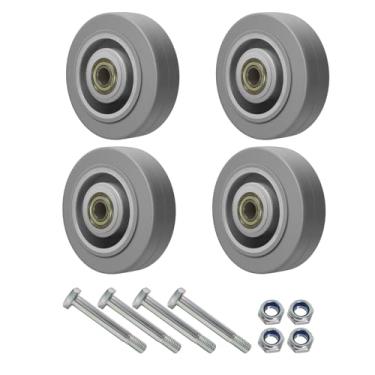 Imagem de NINOSO Rodas de rodízio de 8 cm, rodas de borracha sem marcação de eixo de 0,9 cm para móveis de carrinho, conjunto de 4 rodas industriais com capacidade de 453 kg (4 rodas)