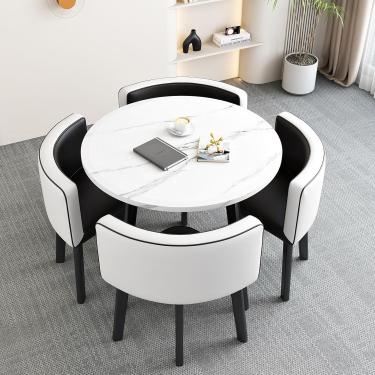 Imagem de Conjunto De Mesa De Jantar De Cozinha Pequena E Simples, Mesa De Café Da Manhã Redonda Moderna, Conjunto De Mesa E Cadeira Redondas Para Sala De Jantar E Cozinha, #79, 80x75cm/31.5x29.5in(WxH)