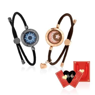 Imagem de TOTWOO Pulseiras de toque de longa distância para casais, pulseiras iluminadas e vibratórias para casais | Presentes de relacionamento de longa distância para amigos emparelhamento Bluetooth joias com