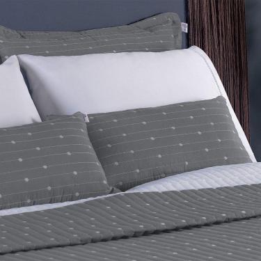 Imagem de Kit Cobre Leito Casal Padrão 7 Peças Bordado Urbany 100% Poliéster Hipercal 400 Fios Cinza