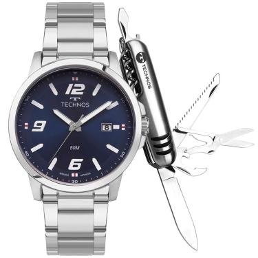 Imagem de Kit Technos Masculino Racer Basico Prata - 2315lav/k1a