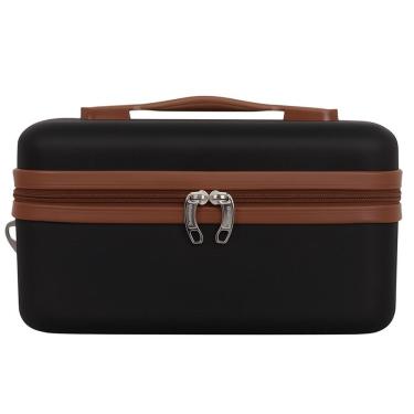 Imagem de Frasqueira Rígida Com Alça Bolsa Necessaire Premium Porta Jóias E Maquiagem Estilo Baú - Mendoza - Cruzeiro Preto