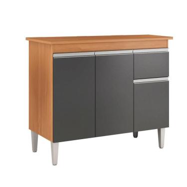 Imagem de Balcão Gabinete Tatiane 100cm - S/tampo Amendoa / Preto