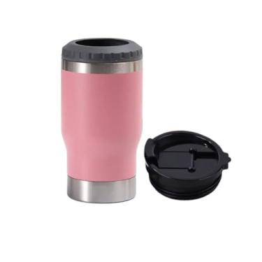 Imagem de Copo Térmico 4 em 1 Aço Inoxidável Isolado a Vácuo Caneca Porta Latas Fina Padrão 355ml Long Neck Termocooler com Tampa e Abridor de Garrafas (Rosa)