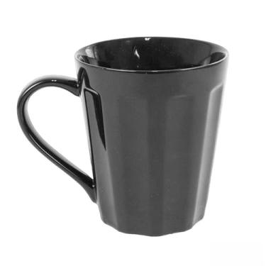 Imagem de Caneca de Porcelana Canelada Preta 250ml